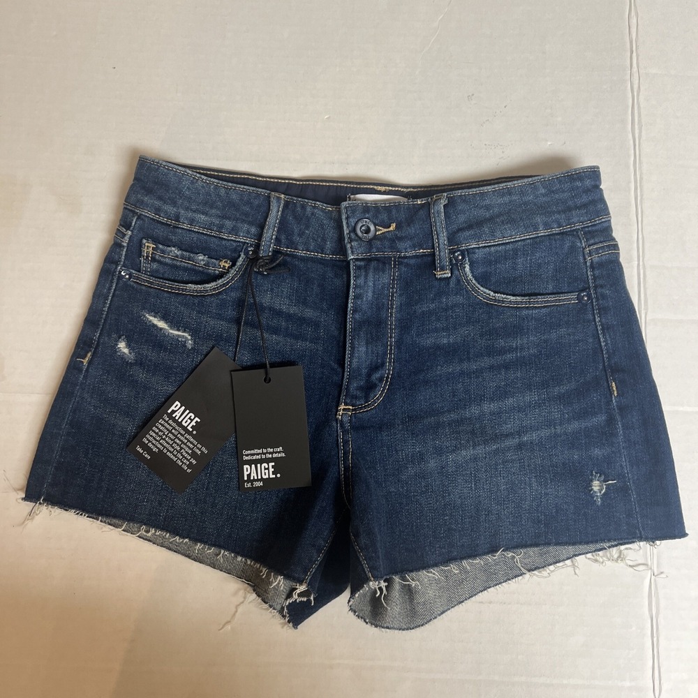 Paige Womens Shorts 24 Denim Raw Hem Distressed Cut Off Jean NEW